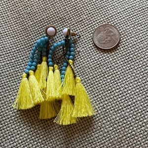 J Crew neon tassel earrings